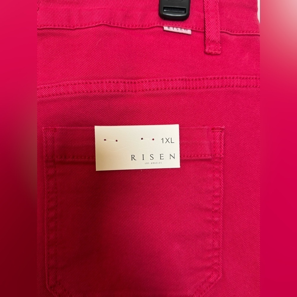 Risen Hot Pink Flare Cargo Jeans 1XL NWT Wide Leg Stretch - Picture 6 of 9